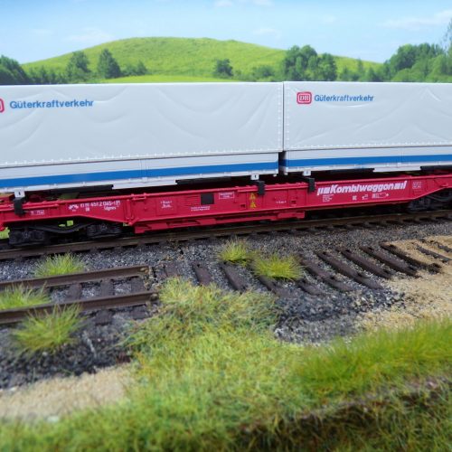 Roco 46562 H0 Taschenwagen mit 2 BDF Wechselbrücken DB "Güterkraftverkehr"